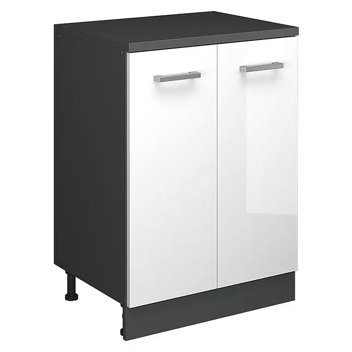 Küchenschrank für Dachschrägen R-Line 60 cm Weiß Hochglanz Art.-Nr. 61751 - 