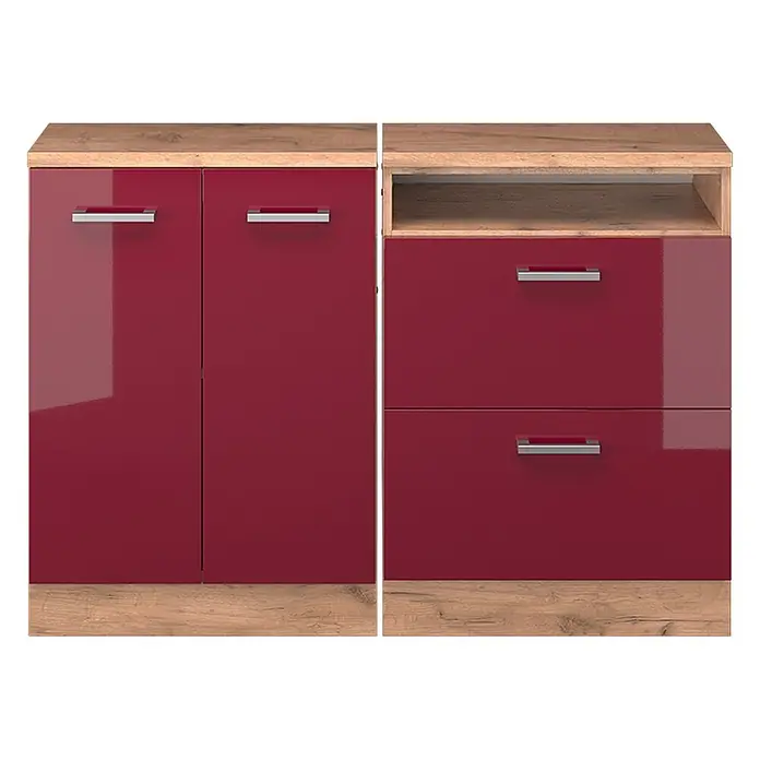 Küchenschrank für Dachschrägen R-Line 120 cm Rot Hochglanz Art.-Nr. 60518 - 