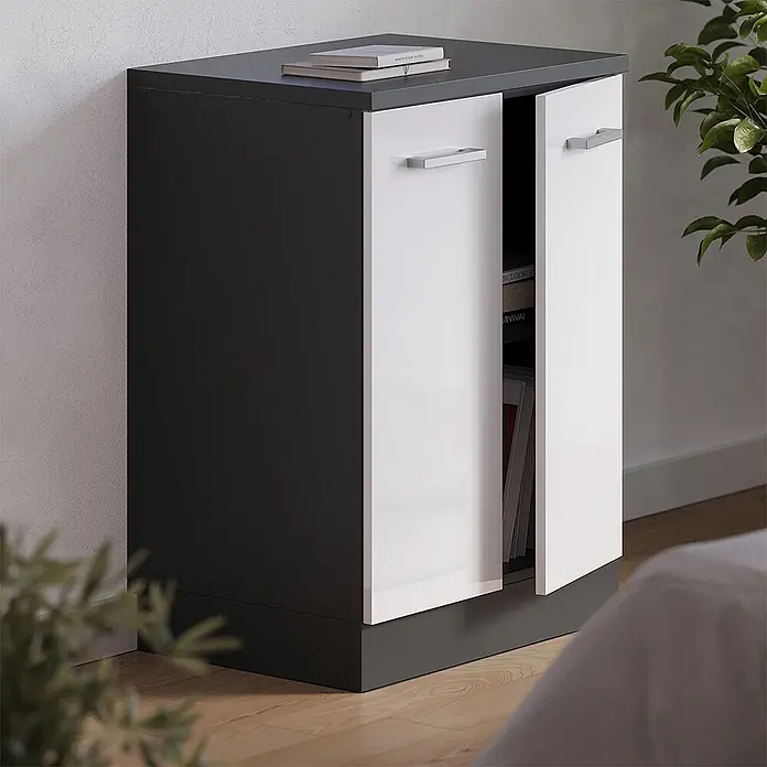 Küchenschrank für Dachschrägen R-Line 60 cm Weiß Hochglanz Art.-Nr. 61751 - 