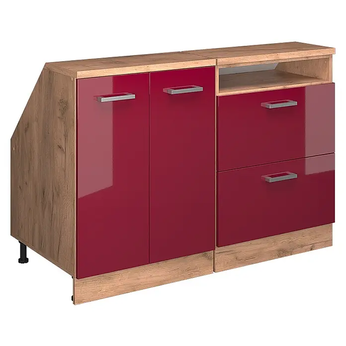 Küchenschrank für Dachschrägen R-Line 120 cm Rot Hochglanz Art.-Nr. 60518 - 