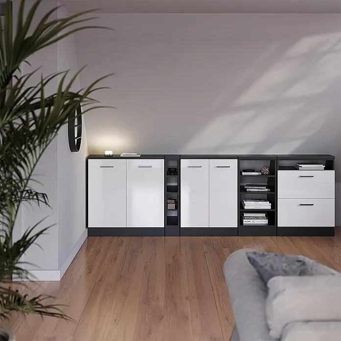 Küchenschrank für Dachschrägen R-Line 60 cm Weiß Hochglanz Art.-Nr. 60033 - 