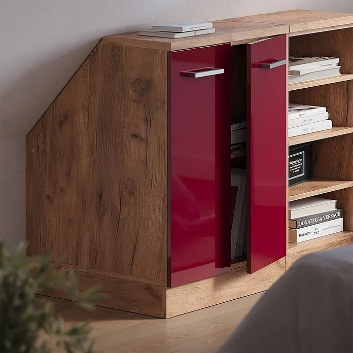 Küchenschrank für Dachschrägen R-Line 60 cm Rot Hochglanz Art.-Nr. 60537 - 