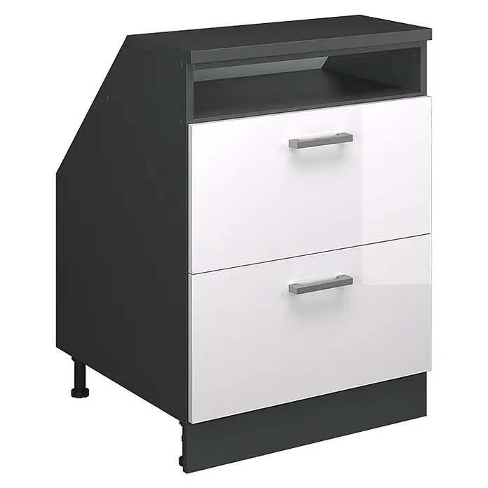 Küchenschrank für Dachschrägen R-Line 60 cm Weiß Hochglanz Art.-Nr. 60033 - 