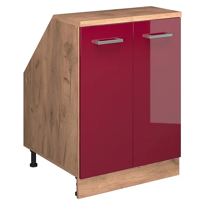 Küchenschrank für Dachschrägen R-Line 60 cm Rot Hochglanz Art.-Nr. 60537 - 