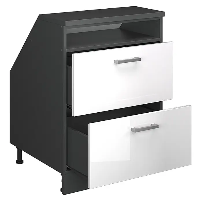 Küchenschrank für Dachschrägen R-Line 60 cm Weiß Hochglanz Art.-Nr. 60033 - 