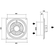 Air-Circle Außenwand-Ventilator Basic 250 (Durchmesser: 265 mm, Max. Luftleistung: 1.015 m³/h, Grau)