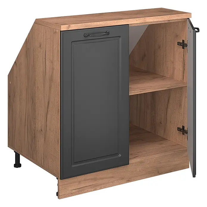 Vicco Küchenschrank für Dachschrägen R-Line, Anthrazit Landhaus, 80 cm - 