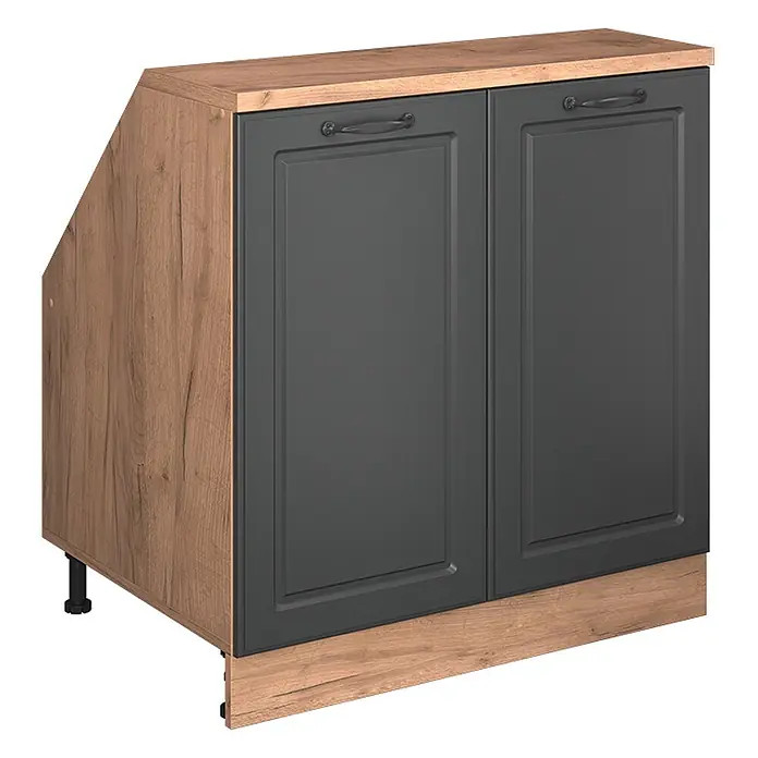 Vicco Küchenschrank für Dachschrägen R-Line, Anthrazit Landhaus, 80 cm - 
