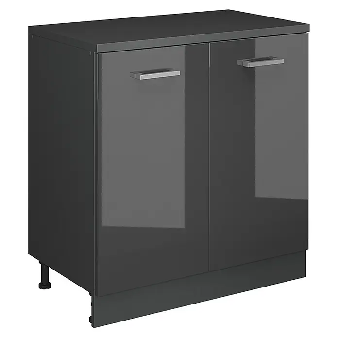 Vicco Küchenschrank für Dachschrägen R-Line, Anthrazit Hochglanz, 80 cm - 