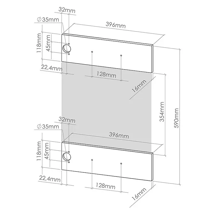Küchenfront R-Line 39.6 cm Weiß Hochglanz Art.-Nr. 34628 - 
