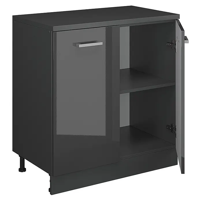 Vicco Küchenschrank für Dachschrägen R-Line, Anthrazit Hochglanz, 80 cm - 