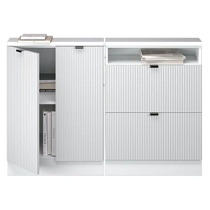 Küchenschrank für Dachschrägen R-Line 120 cm Weiß Riffel Art.-Nr. 60604 - 