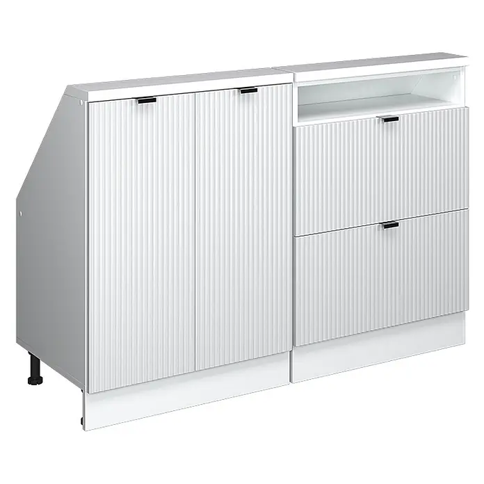 Küchenschrank für Dachschrägen R-Line 120 cm Weiß Riffel Art.-Nr. 60604 - 