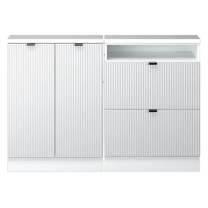 Küchenschrank für Dachschrägen R-Line 120 cm Weiß Riffel Art.-Nr. 60604 - 
