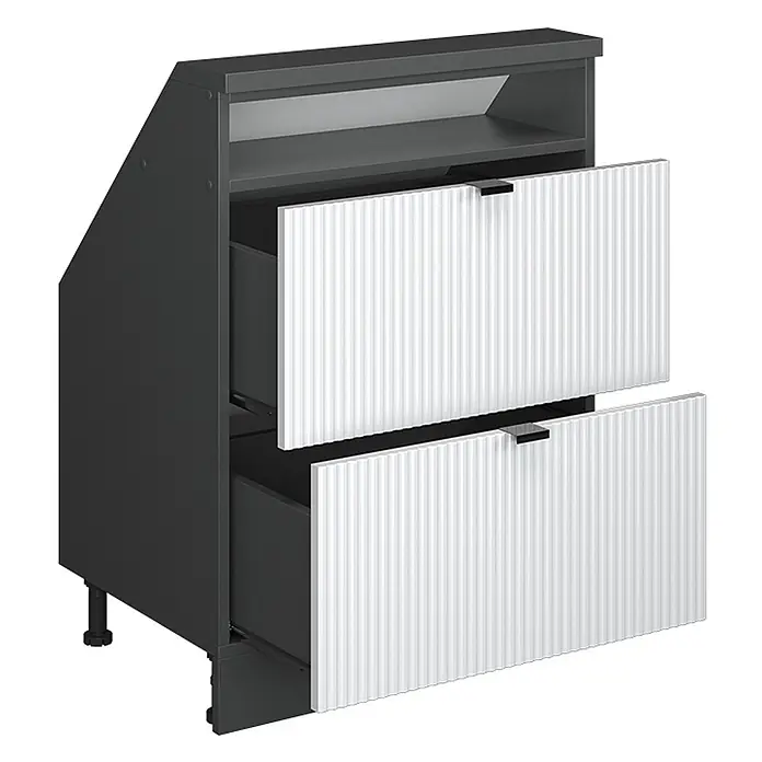 Küchenschrank für Dachschrägen R-Line 60 cm Weiß Riffel Art.-Nr. 60624 - 