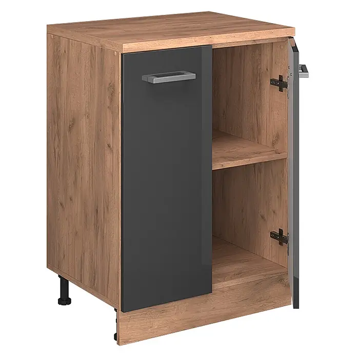 Vicco Küchenschrank für Dachschrägen R-Line, Anthrazit Hochglanz, 60 cm - 