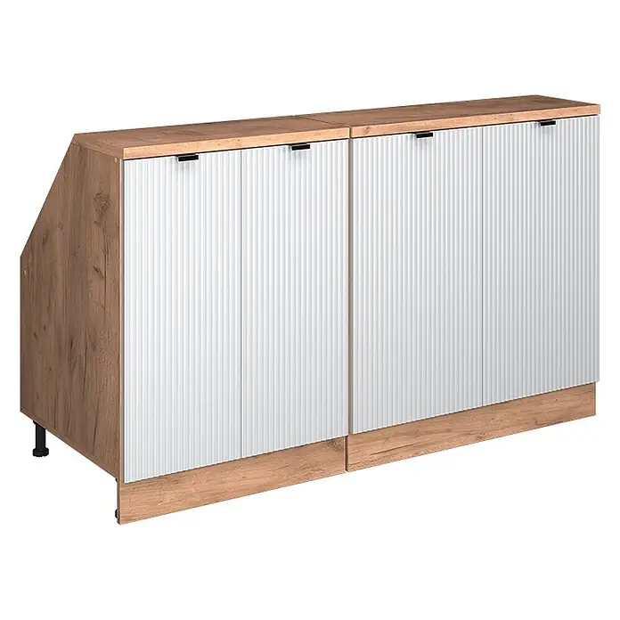 Küchenschrank für Dachschrägen R-Line 140 cm Weiß Riffel Art.-Nr. 60650 - 