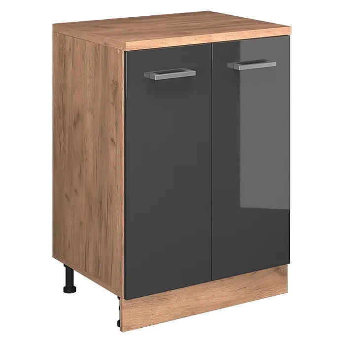 Vicco Küchenschrank für Dachschrägen R-Line, Anthrazit Hochglanz, 60 cm - 