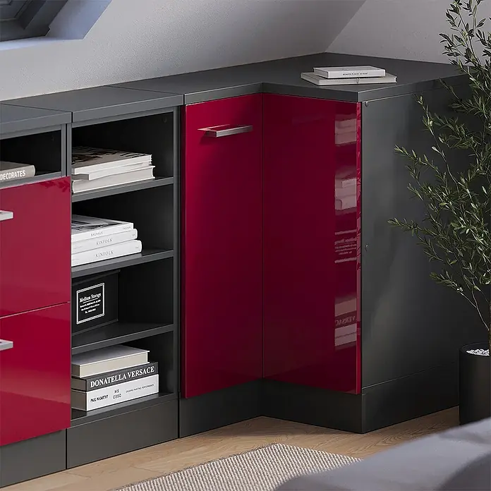 Küchenschrank für Dachschrägen R-Line 75.6 cm Rot Hochglanz Art.-Nr. 60510 - 