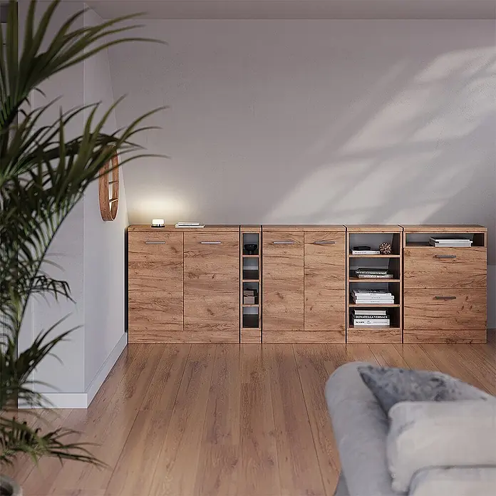Küchenschrank für Dachschrägen R-Line 140 cm Goldkraft Eiche Art.-Nr. 60137 - 