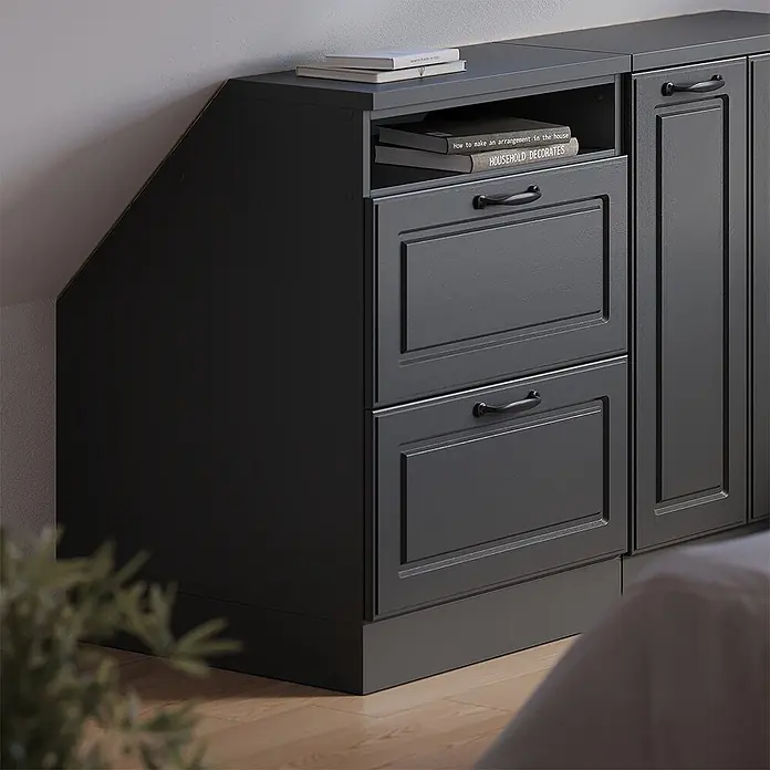 Vicco Küchenschrank für Dachschrägen R-Line, Anthrazit Landhaus, 60 cm - 