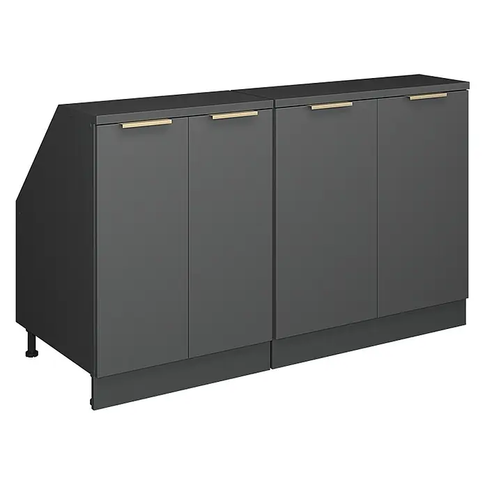 Küchenschrank für Dachschrägen R-Line 140 cm Anthrazit-Gold Art.-Nr. 60647 - 