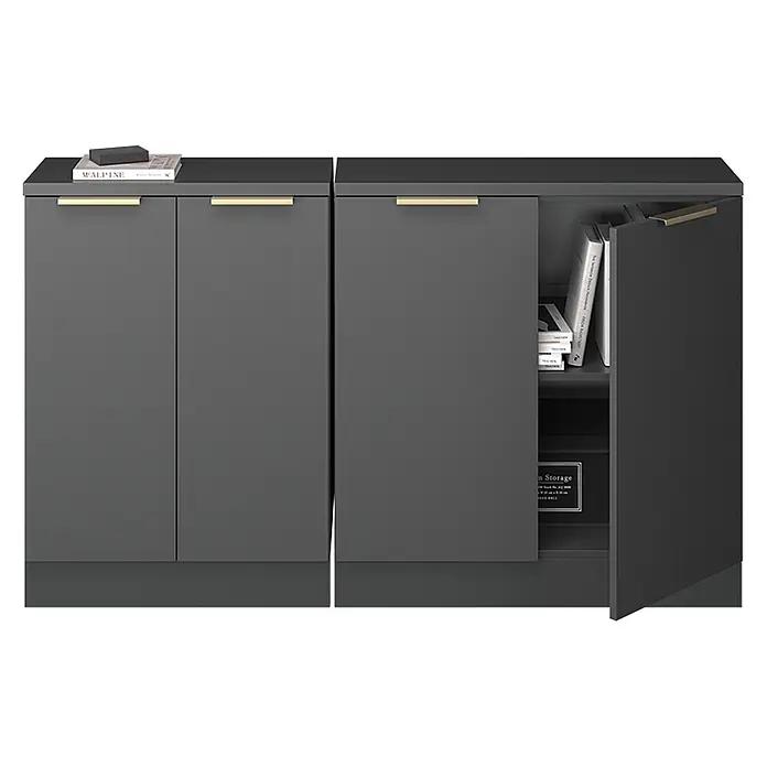 Küchenschrank für Dachschrägen R-Line 140 cm Anthrazit-Gold Art.-Nr. 60647 - 