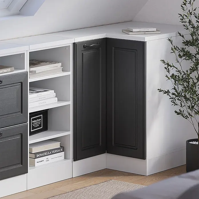 Vicco Eck-Küchenschrank für Dachschrägen R-Line Anthrazit Landhaus 75.6 cm - 