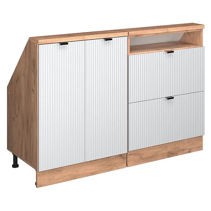 Küchenschrank für Dachschrägen R-Line 120 cm Weiß Riffel Art.-Nr. 60602 - 