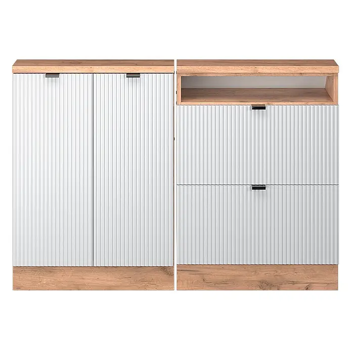 Küchenschrank für Dachschrägen R-Line 120 cm Weiß Riffel Art.-Nr. 60602 - 
