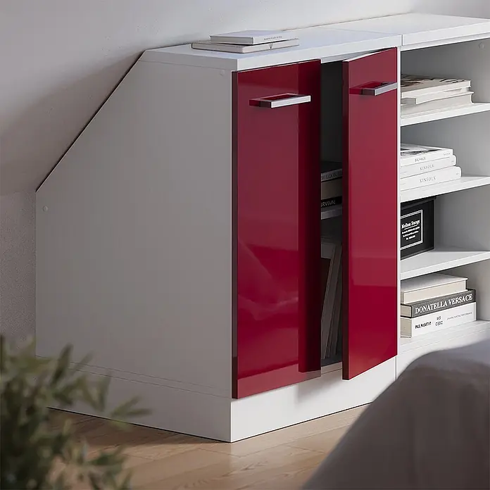 Küchenschrank für Dachschrägen R-Line 60 cm Rot Hochglanz Art.-Nr. 60466 - 