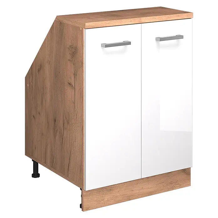 Küchenschrank für Dachschrägen R-Line 60 cm Weiß Hochglanz Art.-Nr. 60154 - 