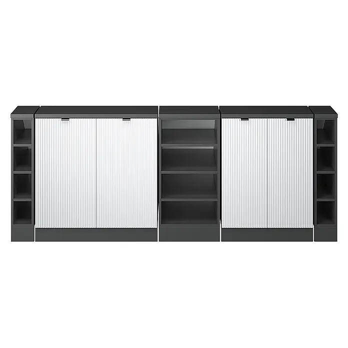 Küchenschrank für Dachschrägen R-Line 210 cm Weiß Riffel Art.-Nr. 60654 - 