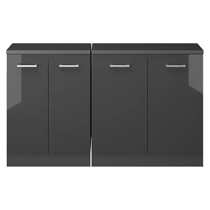 Vicco Küchenschrank für Dachschrägen R-Line, Anthrazit Hochglanz, 140 cm - 