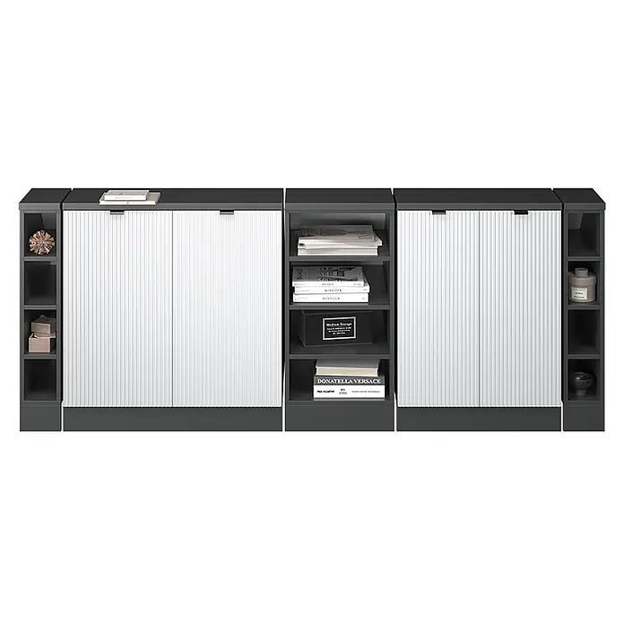 Küchenschrank für Dachschrägen R-Line 210 cm Weiß Riffel Art.-Nr. 60654 - 