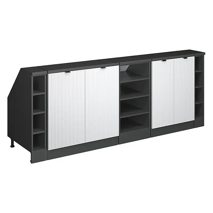 Küchenschrank für Dachschrägen R-Line 210 cm Weiß Riffel Art.-Nr. 60654 - 