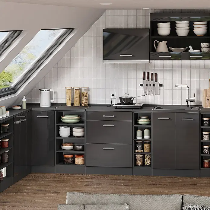 Küchenschrank für Dachschrägen R-Line 25 cm Anthrazit Art.-Nr. 61847 - 