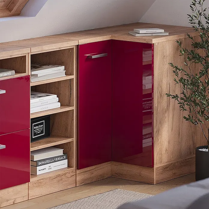 Küchenschrank für Dachschrägen R-Line 75.6 cm Rot Hochglanz Art.-Nr. 60241 - 