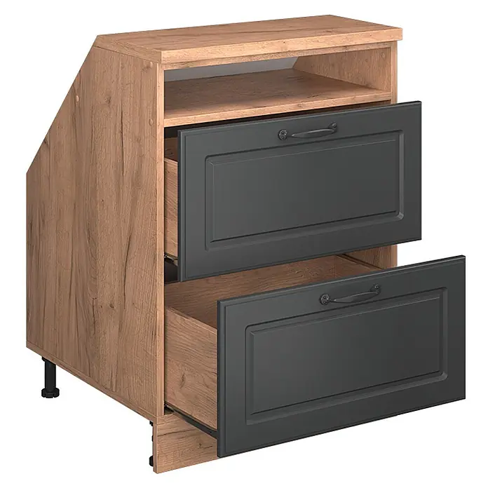 Vicco Küchenschrank für Dachschrägen R-Line, Anthrazit Landhaus, 60 cm - 