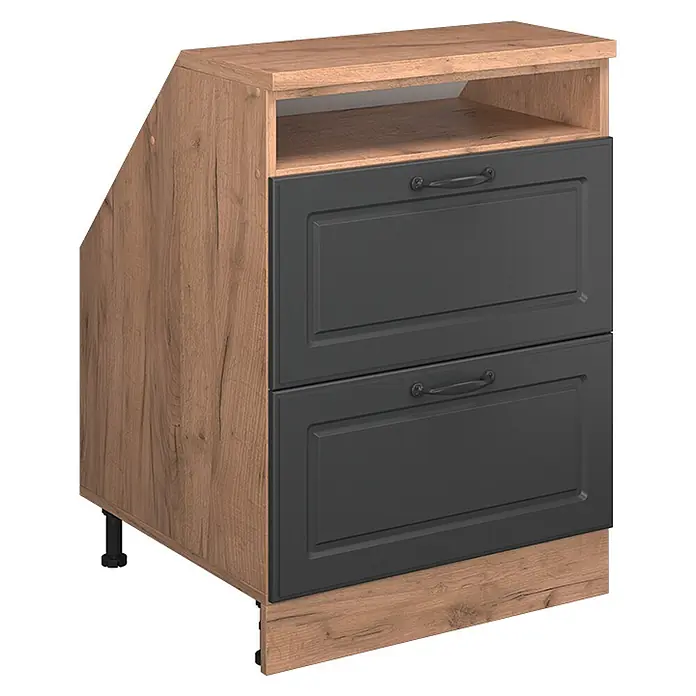 Vicco Küchenschrank für Dachschrägen R-Line, Anthrazit Landhaus, 60 cm - 