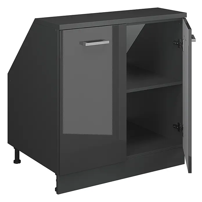 Vicco Küchenschrank für Dachschrägen R-Line, Anthrazit Hochglanz, 80 cm - 