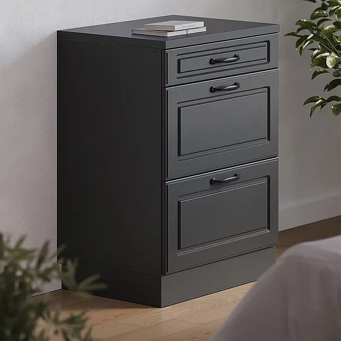 Vicco Küchenschrank für Dachschrägen R-Line, Anthrazit Landhaus, 60 cm - 