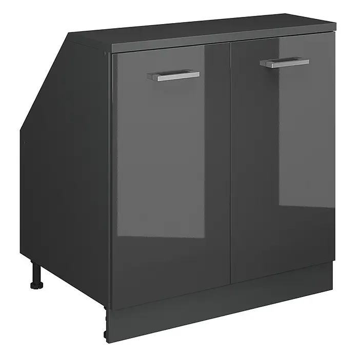 Vicco Küchenschrank für Dachschrägen R-Line, Anthrazit Hochglanz, 80 cm - 