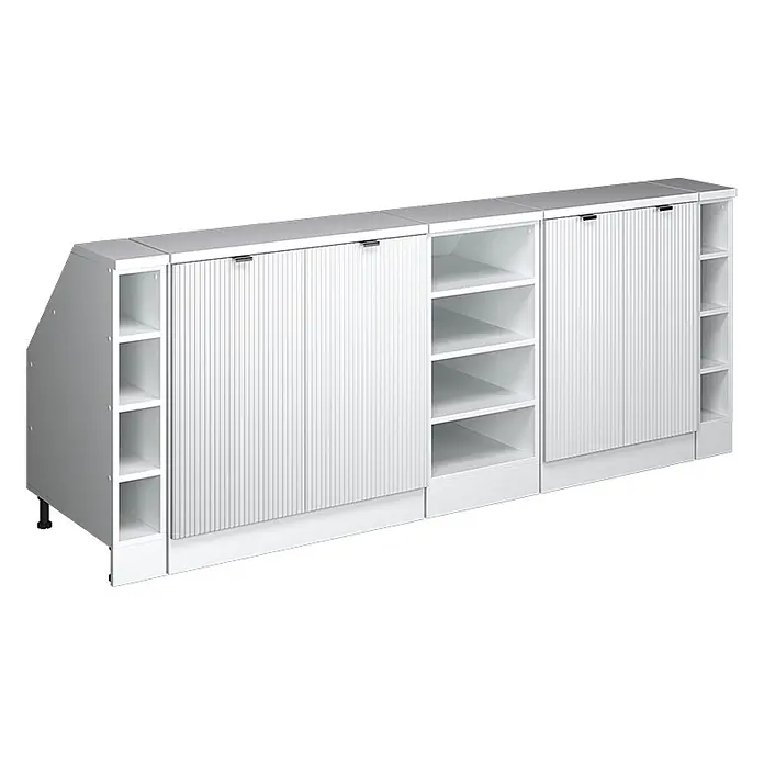 Küchenschrank für Dachschrägen R-Line 210 cm Weiß Riffel Art.-Nr. 60658 - 