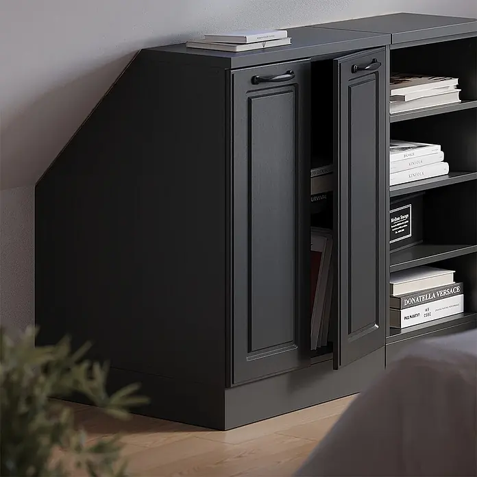 Vicco Küchenschrank für Dachschrägen R-Line, Anthrazit Landhaus, 60 cm - 