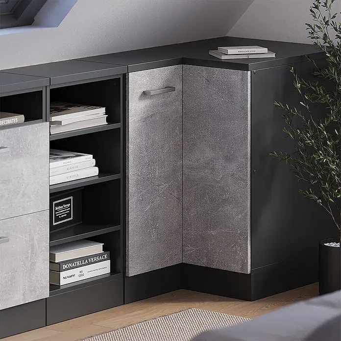 Küchenschrank für Dachschrägen R-Line 75.6 cm Beton Art.-Nr. 60435 - 