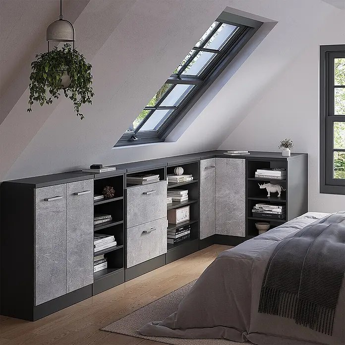 Küchenschrank für Dachschrägen R-Line 75.6 cm Beton Art.-Nr. 60435 - 