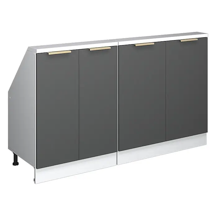 Küchenschrank für Dachschrägen R-Line 140 cm Anthrazit-Gold Art.-Nr. 60609 - 