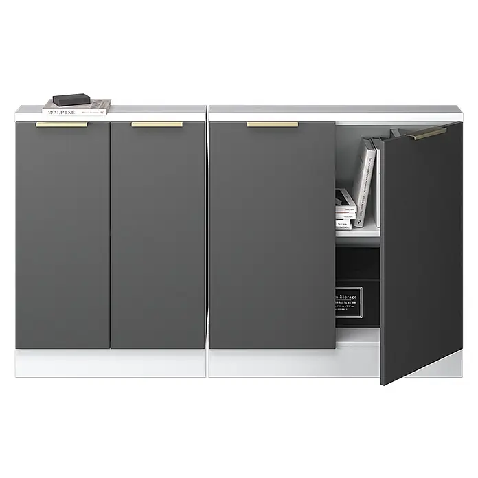 Küchenschrank für Dachschrägen R-Line 140 cm Anthrazit-Gold Art.-Nr. 60609 - 