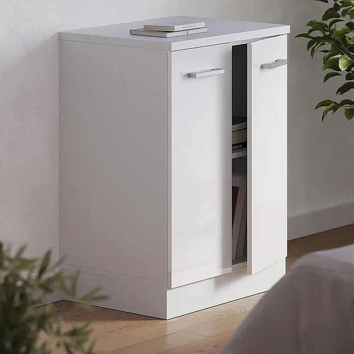 Küchenschrank für Dachschrägen R-Line 60 cm Weiß Hochglanz Art.-Nr. 61781 - 
